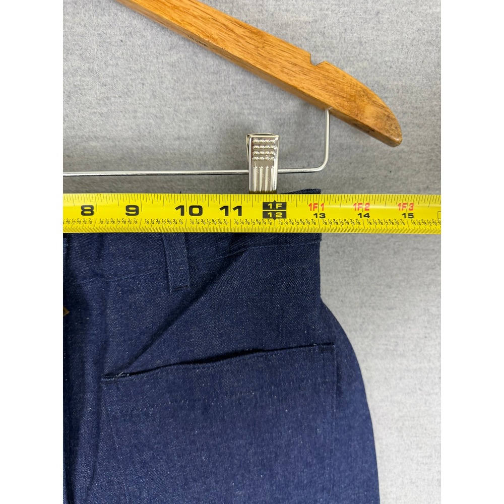 Vintage US Navy Denim Bell Bottoms 26x34 Dark Wash Military Utility Pants 12R - Picture 6 of 7